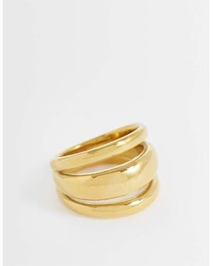 ASOS Waterbestendige Ring Van Roestvrij Staal Met Drievoudige Band - Metallic