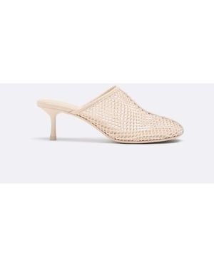 Stradivarius Mesh Heeled Mule - Natural