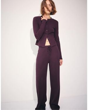 Stradivarius Petite Soft-touch Ribbed Trousers - Purple