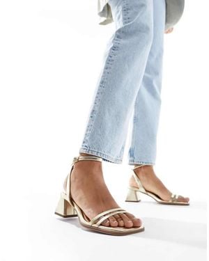 ASOS Wide Fit Honeydew Mid Block Heeled Sandals - Blue