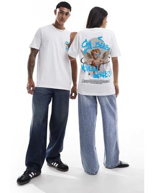 PRNT City Beats Front Print And Back Print Relaxed T-Shirt - Blue