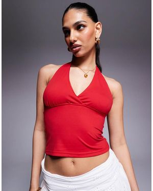 Princess Polly Slinky Halterneck Top - Red