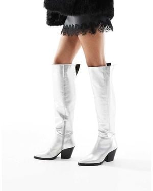 OFF THE HOOK 'Scores' Marcia Block Heel High-Knee Leather Boots - Black