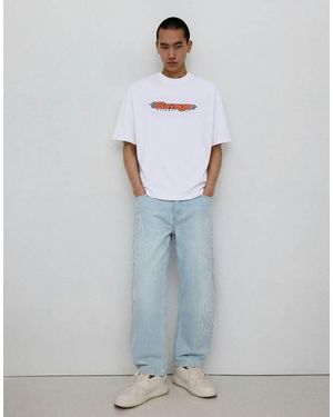 Bershka Baggy Patch Jeans - Blue
