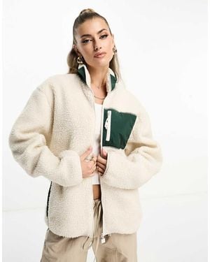 Ellesse Martucci Funnel Neck Borg Jacket - Natural