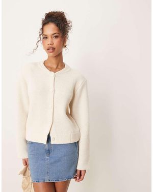 Aware Knitted Button Down Bomber Jacket - Natural