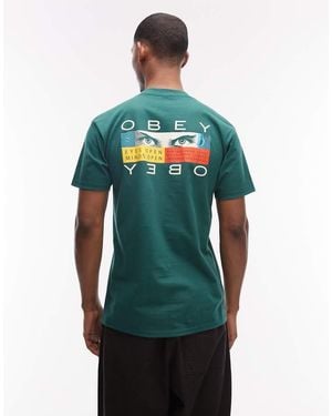 Obey Eyes Open Graphic T-shirt With Back Print - Green