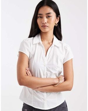 Hollister Short Sleeve Bow Belt Shirt - White