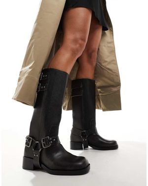 Stradivarius Buckle Biker Boot - Grey