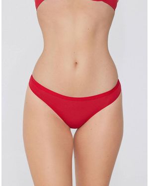 Tezenis Plain Colour Cotton Brazilian Briefs - Red