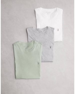AllSaints Tonic 3 Pack Short Sleeve Logo T-shirt - Grey