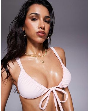 Candypants Top De Bikini Pastel Triangular Fruncido De - Gris
