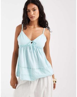 Hollister Tie Front Babydoll Cami Top - Blue