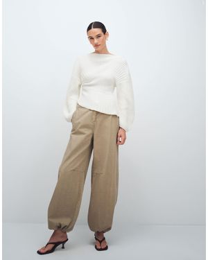 Weekday Ripstop Wide Leg Pants - Natural