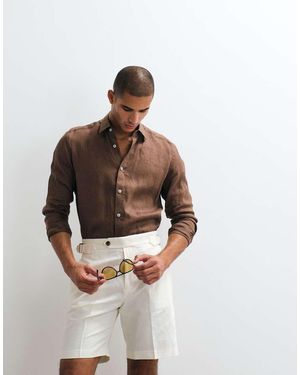 ASOS Tailored Linen Rich Regular Shorts - Natural