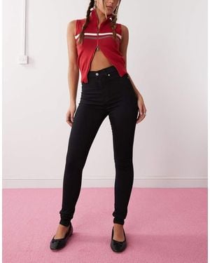 Dr. Denim Vaqueros Negros De Talle Alto Y Corte Superpitillo Solitaire De