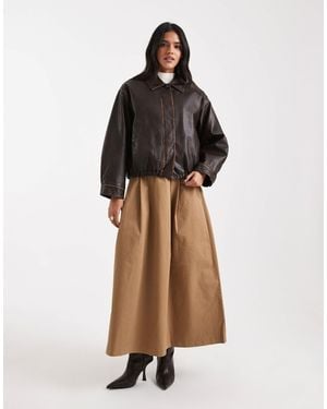 ONLY Pleated Maxi A-line Skirt - Natural