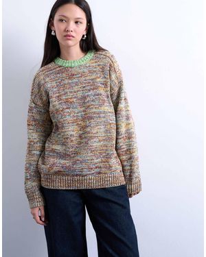 TOPSHOP – mehrfarbiger strickpullover aus gezwirntem garn mit kontrast-detail - Grün