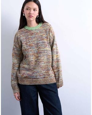 TOPSHOP Pull en maille torsadée avec fils contrastants - et multicolore - Vert