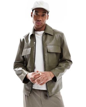 River Island Faux Leather Shacket - Grey