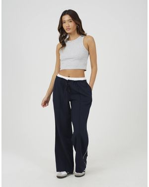 Brave Soul Pantalon ajusté à taille contrastante - Bleu