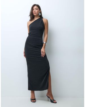 TFNC London Robe longue e à une épaule avec détail dos nu en strass - Bleu