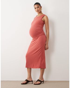 Mama.licious Mamalicious Maternity Sleeveless Ruched Bodycon Midi Dress - Pink
