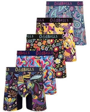 OddBalls 5 Pack Floral, Wave, Animal And Paisley Bamboo Boxers - Multicolour