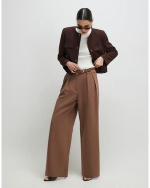 River Island Belted Wide Leg Trousers - Brown