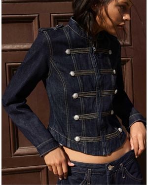 Pull&Bear Jeansjacke mit knebelknöpfen - Blau