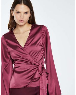Glamorous Wrap Long Sleeve Top - Red