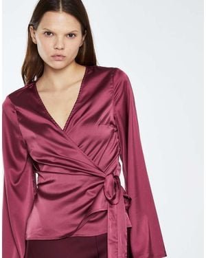 Glamorous Wrap Long Sleeve Top - Red
