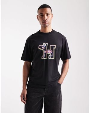 HUGO Nedirix Dog Logo Print T-shirt - Black