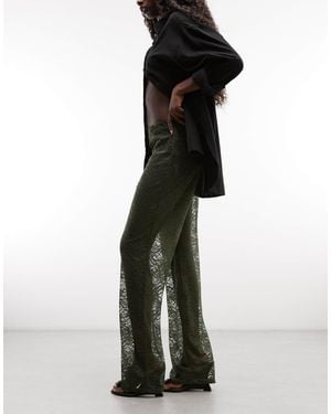 ASOS Pantalon large en dentelle kaki - Blanc