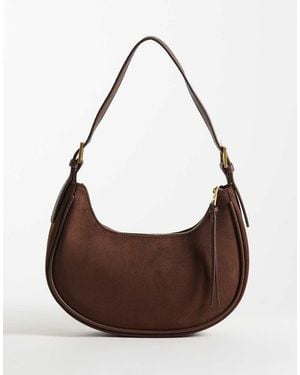 New Look Borsa Da Spalla Scuro Con Fibbia Arrotondata - Marrone