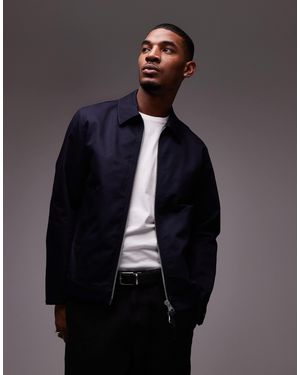 ARKET Zip Front Minimal Workwear Jacket With Collar - Blue