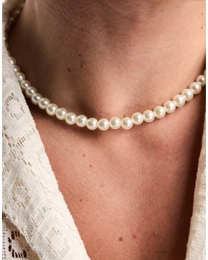 Jack & Jones Necklace With Faux Pearl Design - Brown