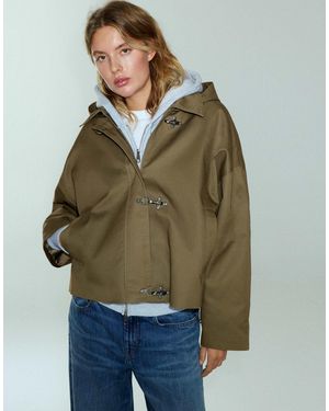 Pull&Bear Trench-coat court à brandebourgs kaki - Vert
