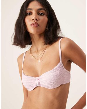 Free Society Knot Front Textured Underwire Bikini Top - Brown