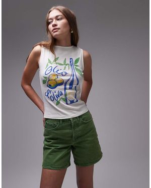 TOPSHOP Graphic Oilo Tank - Grey