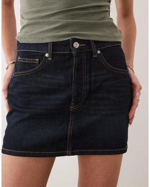 Mango 100% Cotton Micro Denim Mini Skirt - Black