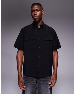 ASOS Relaxed Textured Shirt - Black