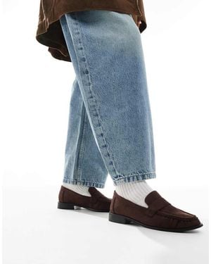 London Rebel Sadie Ruched Detail Loafers - Blue