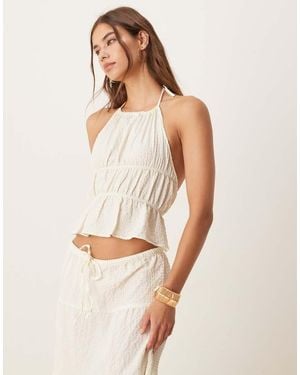 esmé studios Esmee Exclusive Sheer Open Back Halter Neck Beach Top Co-Ord - Natural