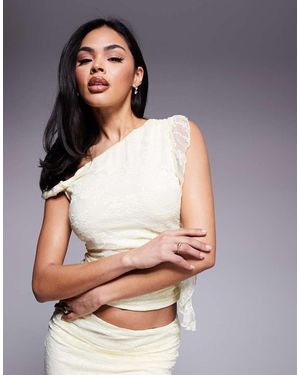 Love Triangle Lace Asymmetric Top - Grey