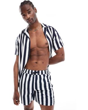 Hunky Trunks Camicia Da Mare A Righe E Bianche - Bianco