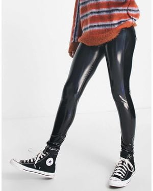 Pull&Bear Skinny Vinyl Trouser - Black
