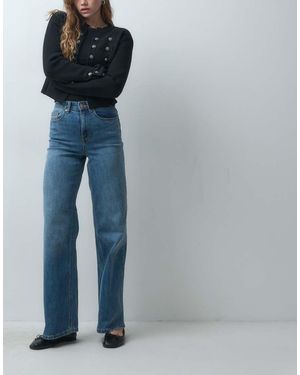 Vero Moda Olivia Jeans Met Hoge Taille, Wijde Pijpen En Stretch - Blauw