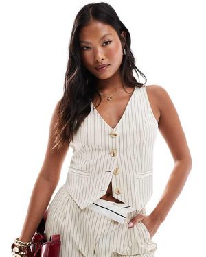 Extro & Vert Petite Gilet Attillato Color Pietra Gessato - Bianco