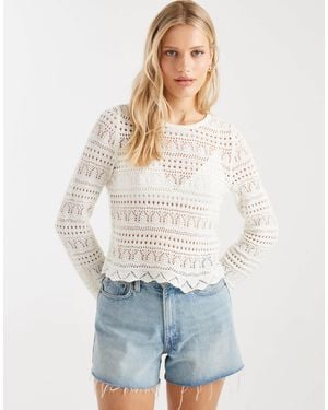 ONLY Long Sleeve Crochet Top - White